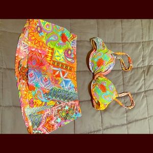 Bikini top with skirt bottom